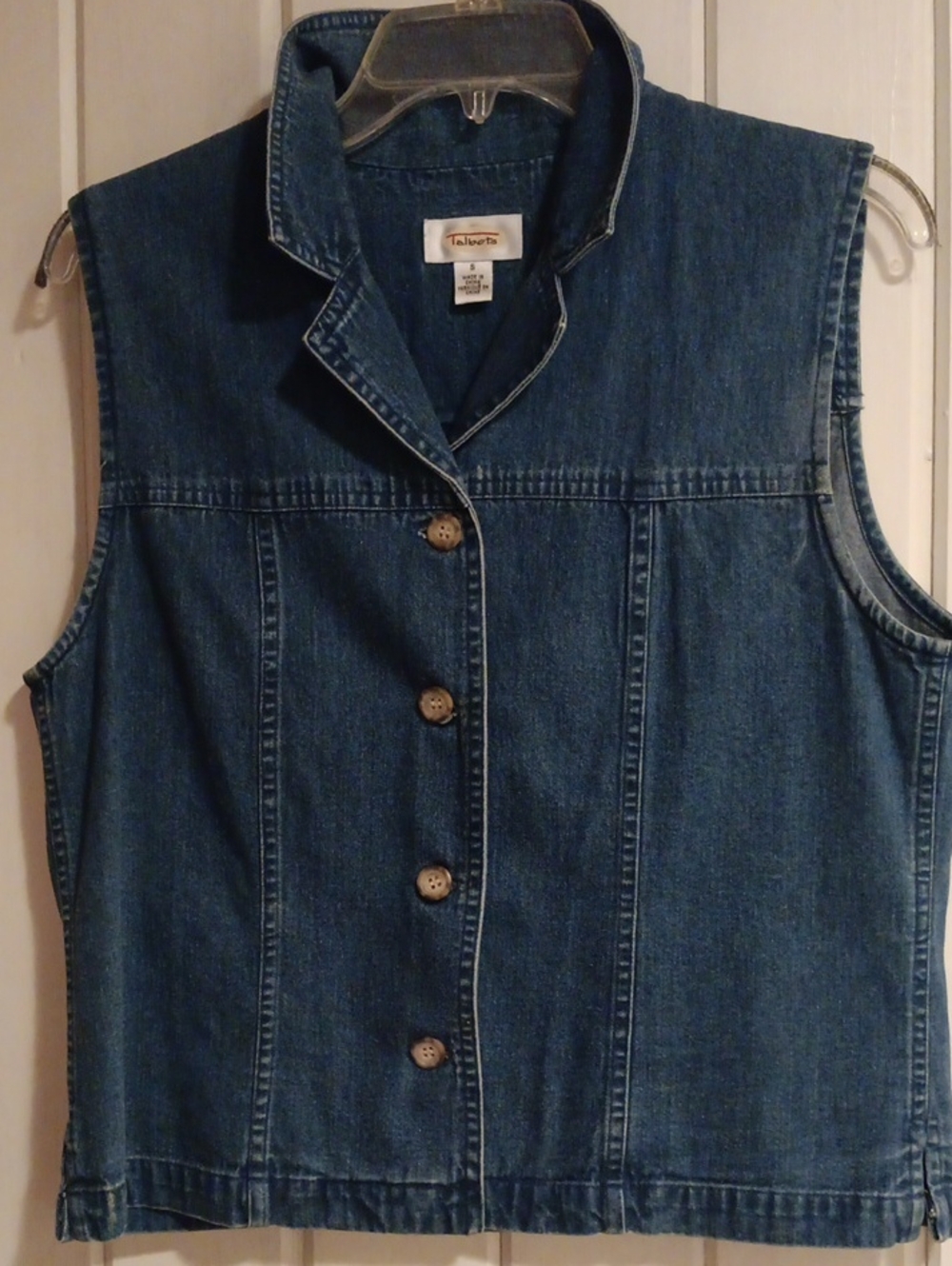 Talbots Dark Blue Denim Sleeveless Button-Front Vest